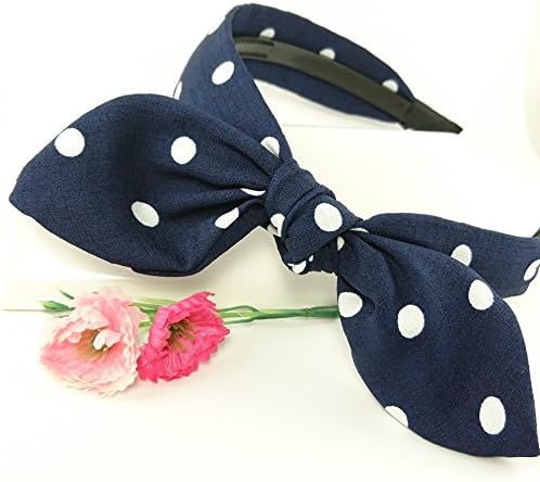 Evertrade Bowknot Fashion Headbands Hair Accessory for women girls teens (Blue Polka Dot)