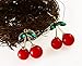 18K Gold Plated Vintage Red Big cherry Charm& Green Crystal Leaf Women Hook Dangle Drop Earrings