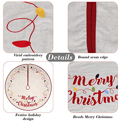 ExcMark 48 inch Merry Christmas Tree Skirt with Colorful Strings - Thumbnail 2