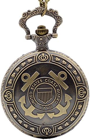 New Bronze Retro Quartz Pocket Watch 1790 United States Coast Guard Fashion Men P243