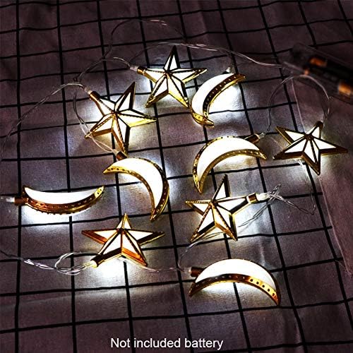 GSDCNV LED Star Fairy Lights Romantic Moon Lamp Pendant,White/Warm White/Colorful Decorative Battery Operated Lights Lighting for Bedroom Wedding(White)