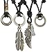 Jstyle 4 Pcs Leather Necklace for Men Women Pendant Vintage Wing Feather Chain Adjustable