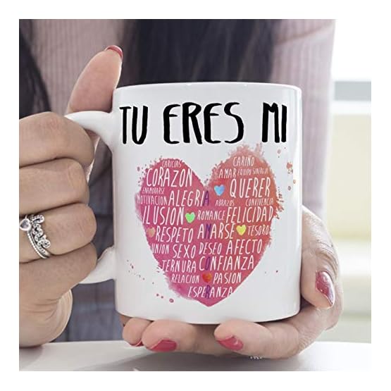MUGFFINS Taza para Regalar a Enamorados/San Valentín - Tú Eres mi corazón - cerámica 350 ml - Tazas con Frases de Regalo… - Imagen 4