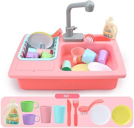 Amazon Achicoo 食器 ままごと ごっこ遊び シミュレーション 蛇口台所用品 食器 洗い機 ふりゲームツール 知育玩具 子供 赤 調理器具 食器 おもちゃ