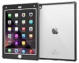 roocase iPad Air 2 Case - [Glacier TOUGH] iPad Air 2 2014 Hybrid Scratch Resistant Clear PC / TPU Armor Full Body Protection Case Cover with Built-in Screen Protector for Apple iPad Air 2 (2014) 6th Generation, Granite Black