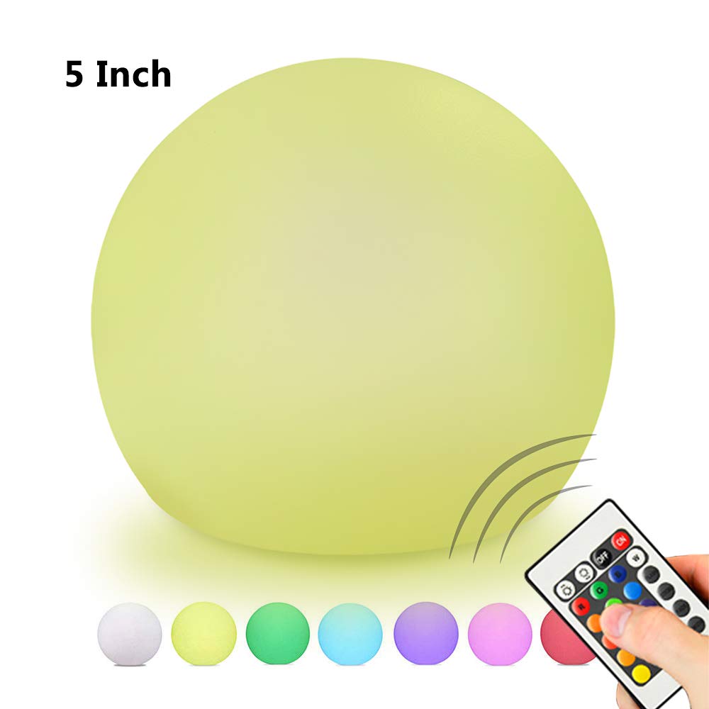 Tker Solar Light Ball Waterproof Floating 16RGB Solar Power Light 5-inch LED Color-Changing with Remote Control Great for Night Light Party Pool Patio Ambient & Decorative Lighting