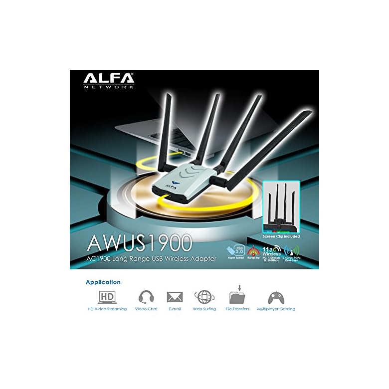 Alfa AC1900 Wifi adapter 1900 Mbps 802. 11ac LongRange Dual Band USB