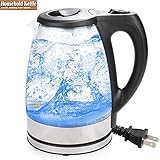 1.7 L Glass Water Kettle Electric Cord Clear Fast Boiling Tea Kettle with Smart Warm Keep Function