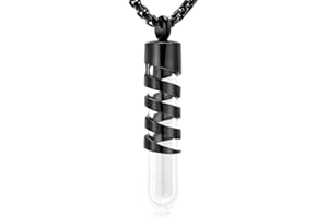 Oinsi Clear Glass Tube Cremation Urn Jewelry Ashes Holder Necklace Keepsake Memorial Pendant Including Box/Fill Kits