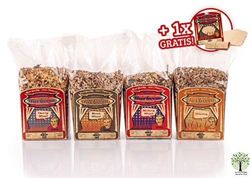 Axtschlag 4+1 Set Räucherchips BBQ Favorites + GRATIS 8X Grillpapier, für Gasgrill, Elektrogrill und Kohlegrill, 4kg… – Bild 3