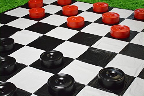 Garden Games Giant Checkers | 10'x10' Mat | Red and Black
