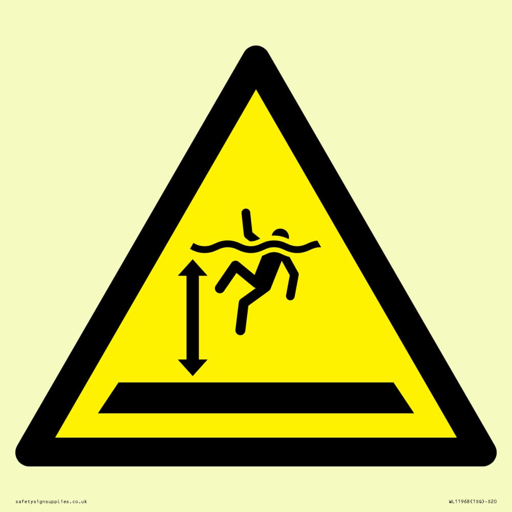 W047 Warning: Deep water Sign - 200x200mm - S20