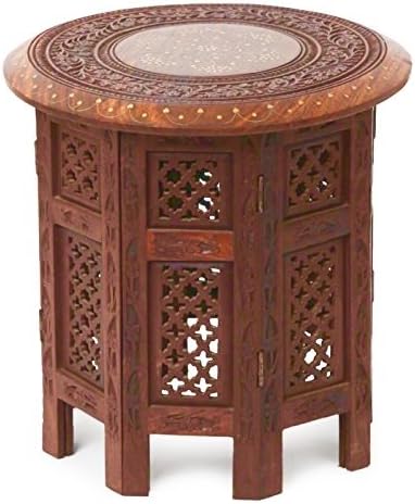 Meenakshi Handicraft Emporium Sheesham Wood Coffee Table, End/Side Table Living Room Table, Centre Table Folding Table - Bed Room Table 18X18X18 Inches