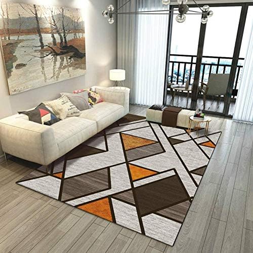 Happves Carpet Super Soft Medium Traditional Area black and yellow triangle diamond Living Room Bedroom Modern Dark Grey Waves Contemporary Pattern Durable Dream Collection -200x200cm