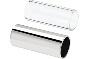 2pcs Guitar Slide, Stainless Steel and Glass Tone Bar Set with Sleek Surface for Smooth Sliding, Suitable for Guitar Players