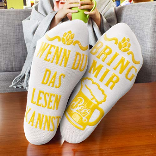 Tuopuda-Bier-Socken-Lustige-Socken-Damen-Herren-Socken-WENN-DU-DAS-LESEN-KANNST-BRING-MIR-BEER-Wintersocken-Weihnachtsgeschenk-Socken-Baumwollsocken-Knoechel-Socken