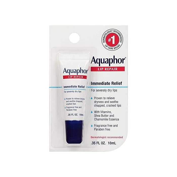 Aquaphor Lip Repair Ointment - Long-Lasting Moisture to Soothe Dry Chapped Lips