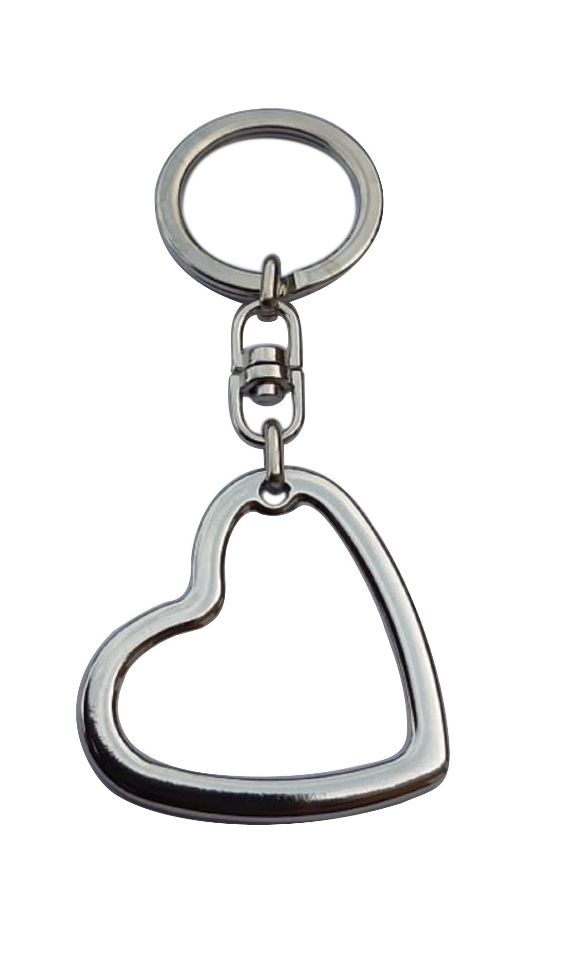 Keyring Heart shape - Chromed metal charm - Original Gift Idea women, Girlfriend, Anniversary, Birthday, Valentines Day for her - Craft Jewel