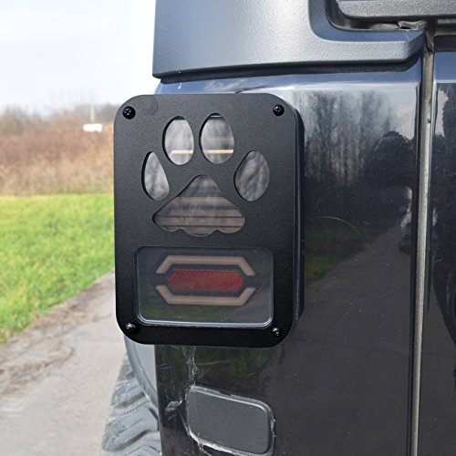 DIYTuning Dog Paw Tail lamp Tail Light Cover Trim Guards Protector for Jeep Wrangler JK JKU Unlimited Rubicon Sahara Sport Accessories Parts 2007 2008 2009 2010 2011 2012 2013 2014 2015 2016 2017