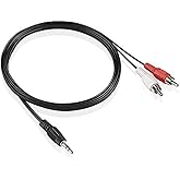 JEXON STEREO MINI 3.5MM TO DUAL RCA AUDIO CABLE / MINI 3.5MM TO TWO RCA PLUG 6FT