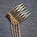 HuaYang Chic Hair Cuff Pin Head Band Chains 2 Combs Tassels Fringes Boho Punk(Gold)