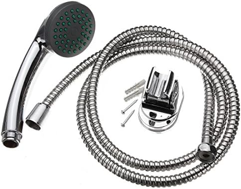 Shower Head Stylish with Durable Chrome Finish Bathroom Hand-held Spray Shower Nozzle Replacement Kits Head Hose Bracket 1 Set