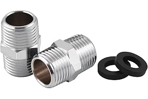 Hsmhose Shower Hose Extension,Brass Shower Hose Connector,Male NPT 1/2x Male NPT 1/2,Chrome Hex Nipple Shower Hose Extender