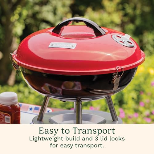 Cuisinart Outdoor Portable Charcoal Grill, 14", Red (CCG-190RBC)