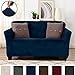 Great Bay Home Velvet Plush Stretch Loveseat Slipcover. Velvet Loveseat Furniture Protector, Soft Anti-Slip, High Stretch (Loveseat- 2 Seater, Dark Denim Blue)