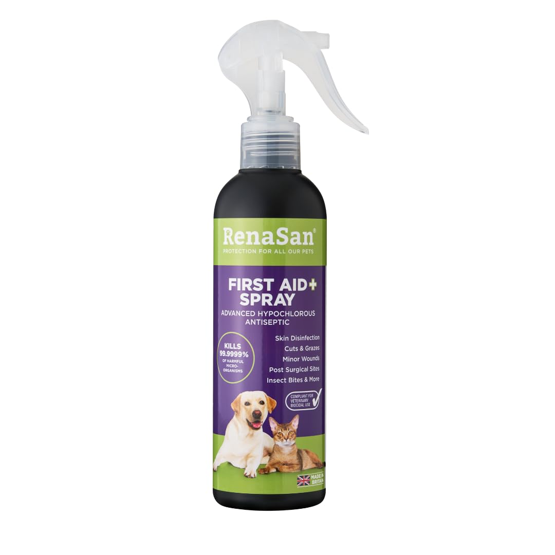 RenaSan Animal First Aid Spray (250ml) – Wound Disinfection, Kills Bacteria & Stops Itching, Alcohol-Free, Non-irritating, for Dogs, Cats & all other animals.