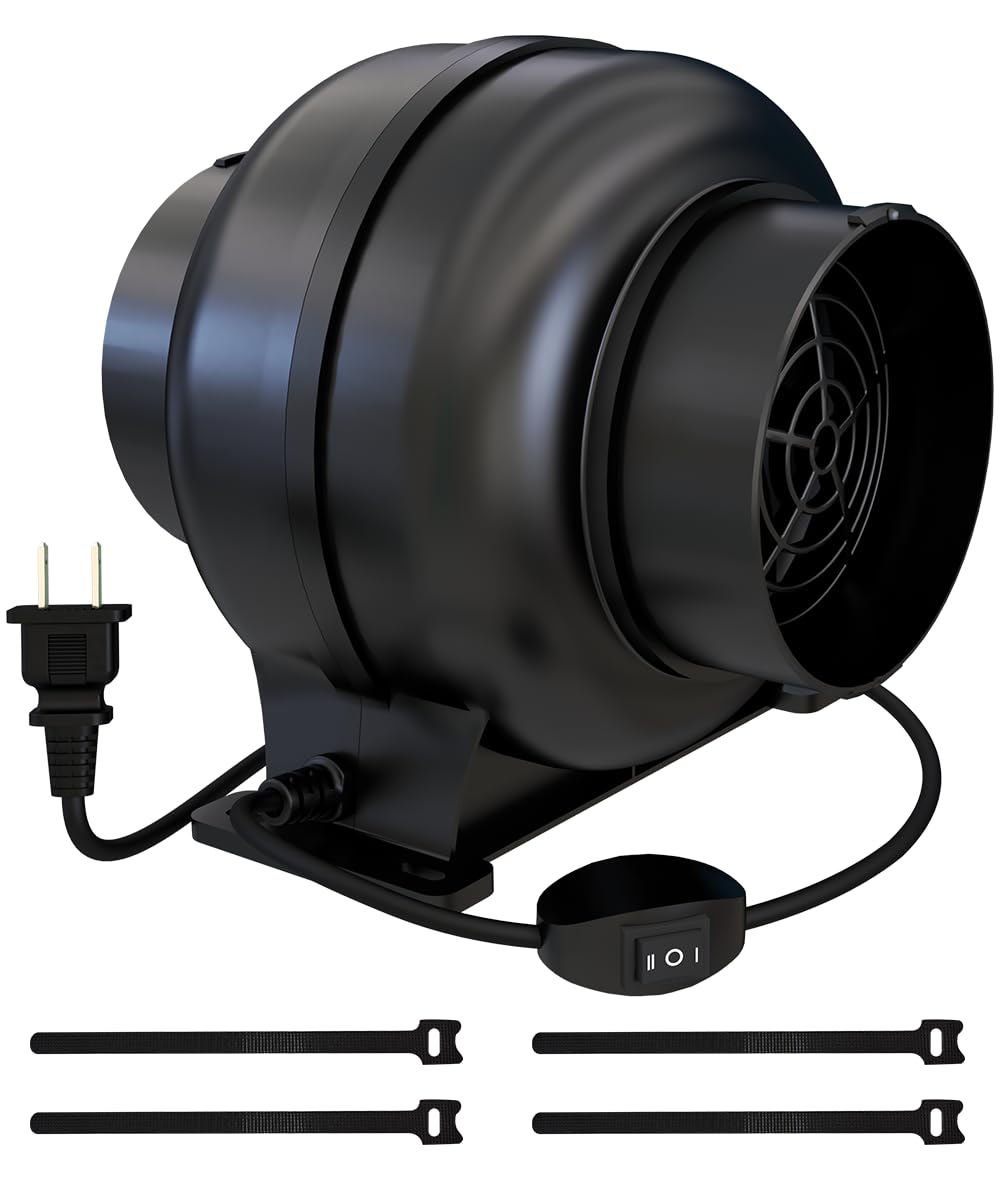 Photo 1 of Artibear 3.5 Inch 168 CFM Inline Duct Ventilation Fan with 2 Speed Controller, Air Vent Blower for Hydroponic Grow Tent, Greenhouse, Workshop, Attics, Basement, Kitchens, Black