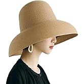 JDYaoYing Women Floppy Sun Hat Wide Brim Straw Beach Cap UPF Straw Foldable Sun Hat for Summer