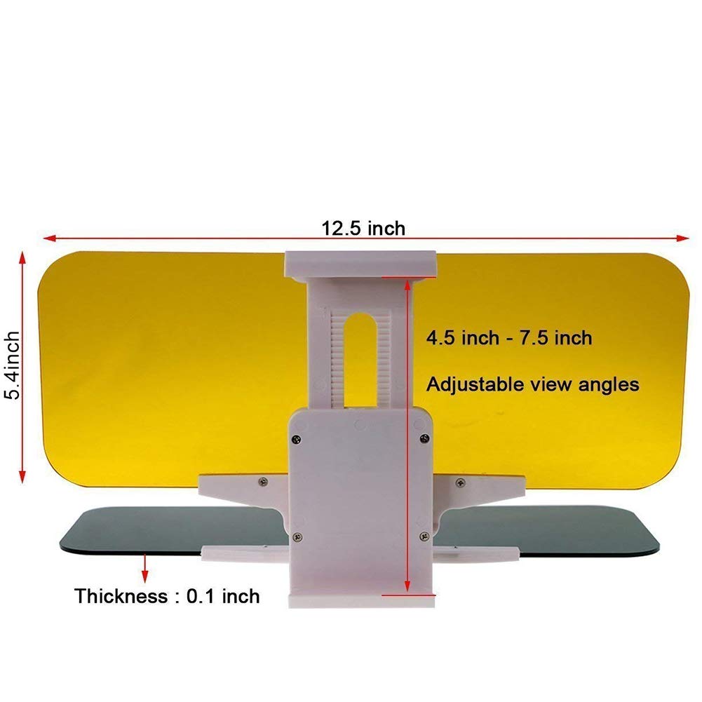 Yanztech Upgrade Car Sun Visor, Auto Windshield Anti-Glare Tac Visor, 2 in 1 Anti-Dazzle Day and Night Sun Visor Extender Mirror Vision, HD Sun Visor Protector for Car Windshield