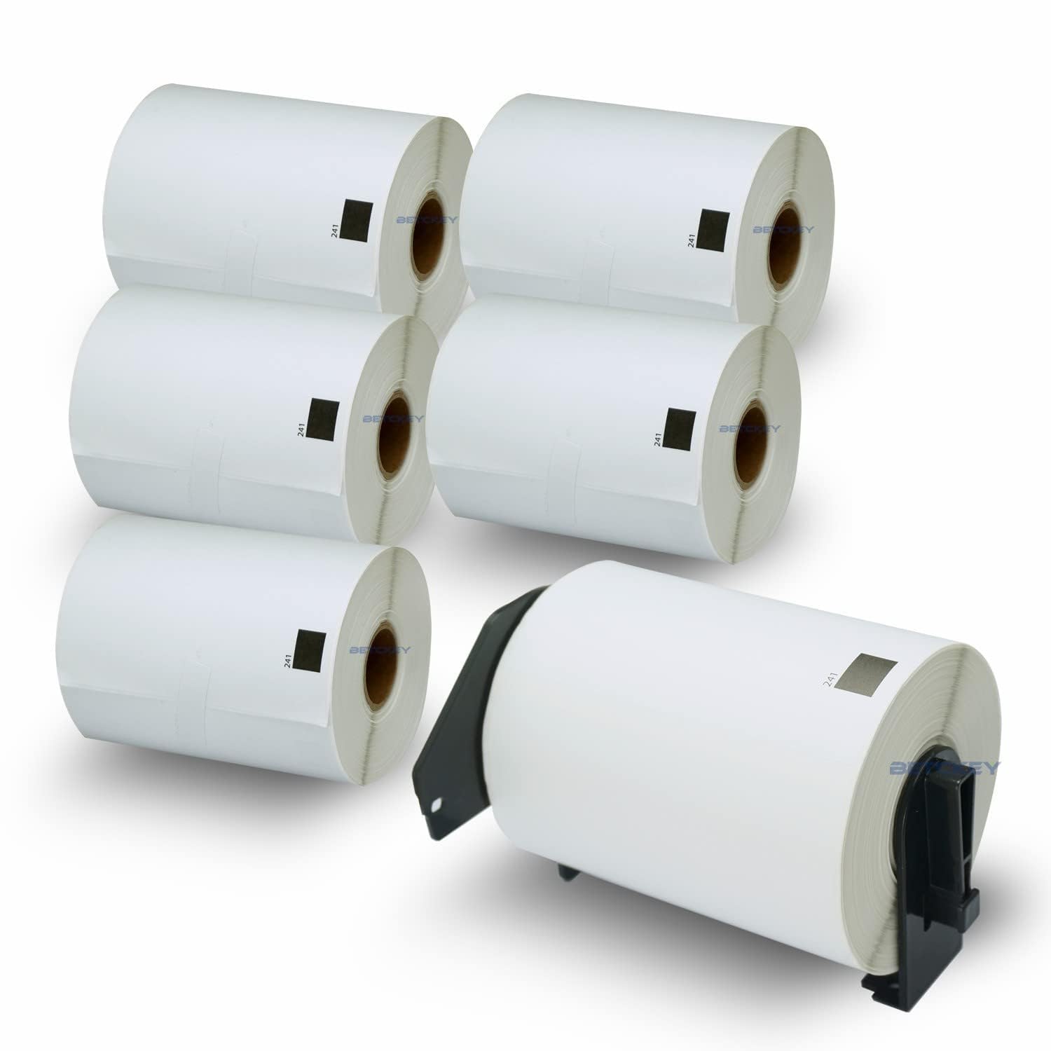BETCKEY - 6 Rolls DK-11241 Labels with ONLY 1 Reusable Label Holders, 102mm x 152mm, 1200 Shipping Labels Using for Ql Label Printers