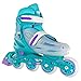 Crazy Skates Adjustable Inline Skates for Girls and Boys - Adjust to fit 4 Sizes - Model 148 - Teal/Purple (Size: Small | j11-1)