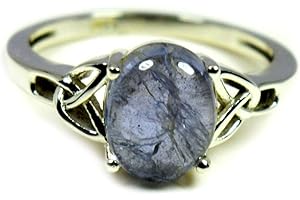 55Carat Natural Iolite Silver Ring Blue Oval Gemstone Chakra Healing Handmade Size 5,6,7,8,9,10,11,12