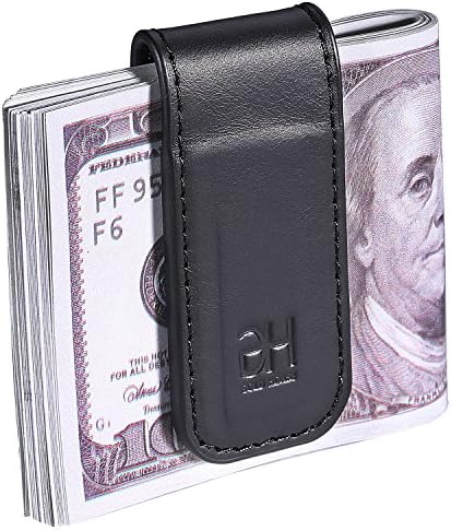Slim Magnetic Money Clip Genuine Leather Business Card Holder