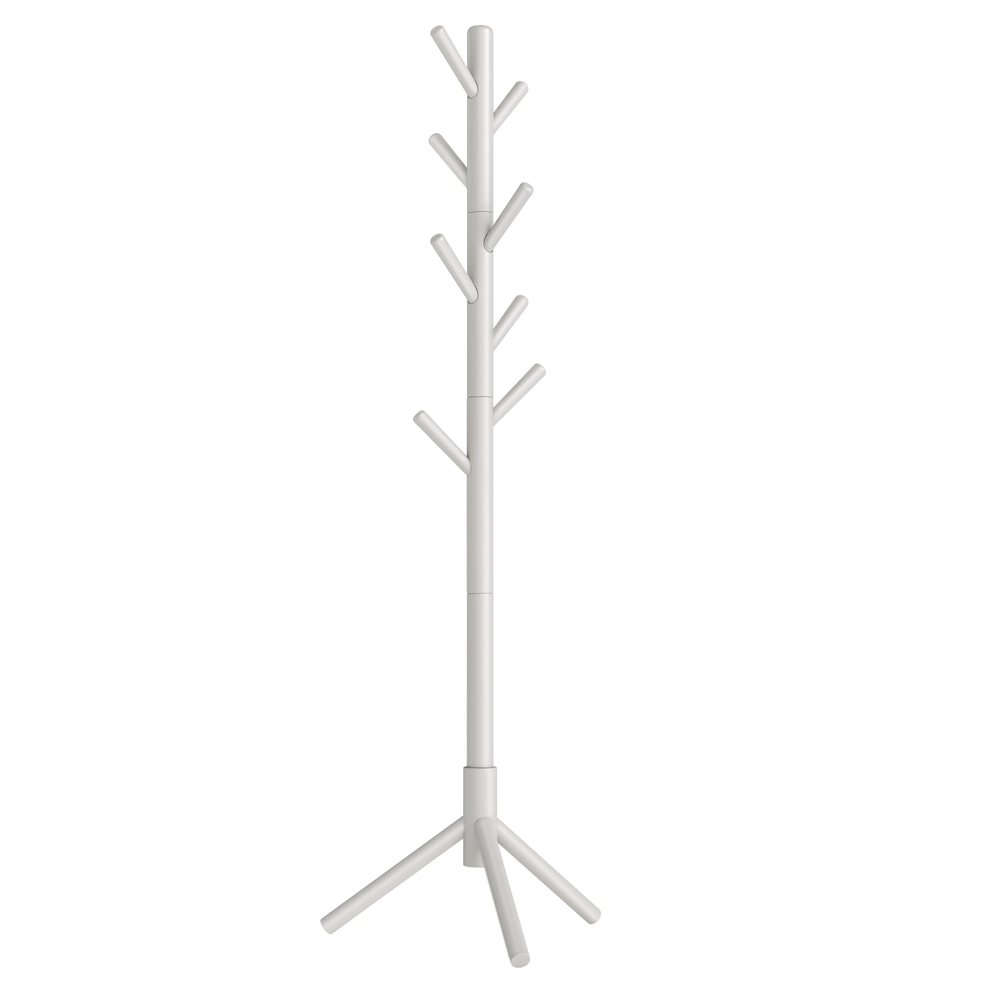 VASAGLE Solid Wood Coat Rack, Free Standing Tree-Shaped Coat Rack with 8 Hooks, 3 Height Options, for Clothes, Hats, Bags, Living Room, Bedroom, Home Office, Cappuccino Beige URCR004K01 Image