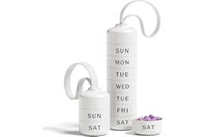 BETIFE Cute Pill Organizer, Cute Weekly Pill Box for Travel, Cute Daily Pill Case 7 Day, with 7 Large Stackable Compartments, Sturdy ABS Pill Holder for Vitamin Supplement Medicine (White)