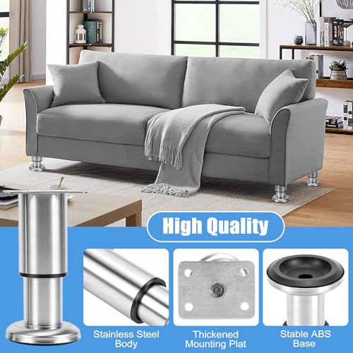 Set of 4 Adjustable Stainless Steel Furniture Legs, Table Legs, Bed Legs, Bathroom Furniture Feet for TV Cabinet, Sofa, Chair, Bathroom (8-12 cm)