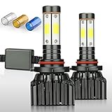 Zdatt 12000LM 9005 H10 HB3 LED HeadLight Bulbs Conversion Kit 100W Full Lights High Beam 360 Degree Lighting for Car Lamp Replacement-Amber(3000K)/White(6000K)/Light-Blue(8000K)-2 Year Warranty