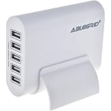 ABLEGRID 5V 10A 50W 5-Port USB Charger Travel Desktop Adapter Rapid Charging for Apple iPhone 6S, 6S Plus,iPad Air, mini,Samsung Galaxy S6, Edge, Plus and Many Other Devices (White)