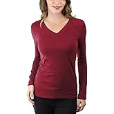ToBeInStyle Women's Basic V-Neck Long Sleeve Tee
