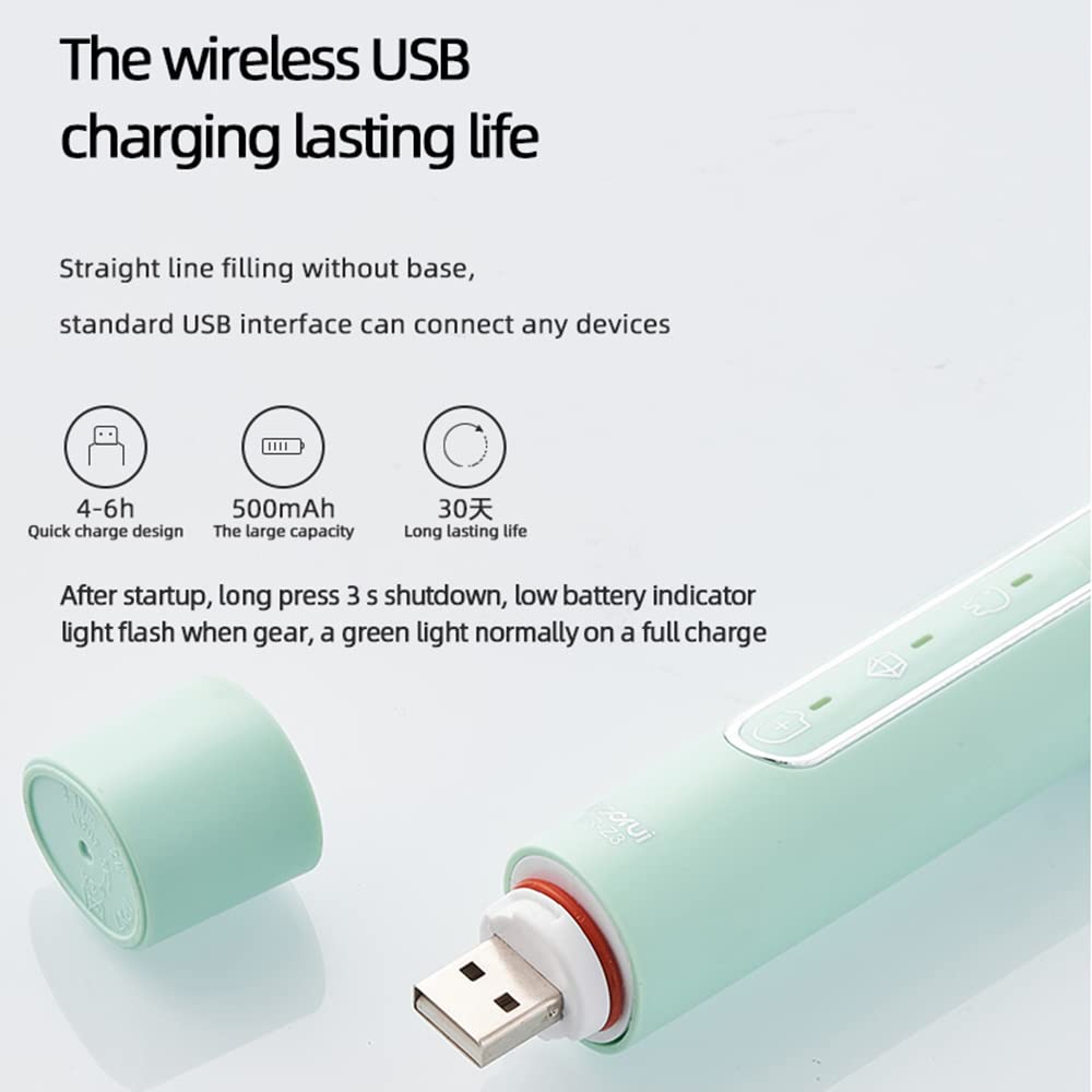 TOPBOMED Electric Toothbrush for Adults IPX7 Waterproof,Sonic Electric Toothbrush 6 Modes- Face-Washing Toothbrush (Green)