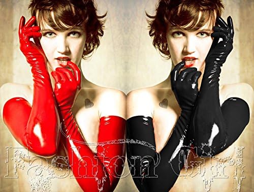 Sexy Women's Long Gloves PVC Wet Look Gloves Opera Length Leather Fetish Clothing