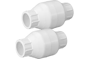 Geetery PVC Inline Check Valve Solvent Connections White Plastic Backflow Preventer Pipe Fittings Check Socket Schedule (2 Pcs, 3/4 Inch)