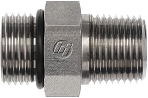 Brennan Industries 6401-05-04-O Steel Straight Tube Fitting, 1/2"-20 SAE ORB x 1/4"-18 NPTF Thread, 5/16" Male O-Ring Boss x 5/16" Male NPTF