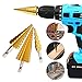 JelBo Step Drill Bit Set, HSS Cone High Speed Steel Metal Straight Groove Hole Cutting Drill Bits Sharpener, 1/4