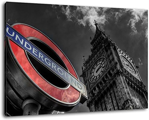 London Eye, Black and White, size: 60x40 cm, painting on canvas-covered, huge XXL images fully and completely framed with stretcher, art print on wall picture with frame, cheaper than painting or picture, no posters or poster