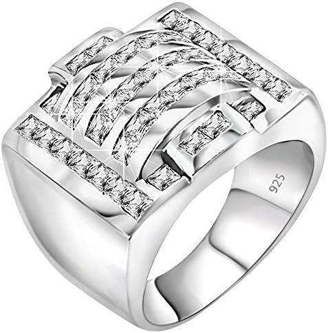 Men's Sterling Silver .925 Ring Featuring 40 Cubic Zirconia (CZ) Channel Set Stones